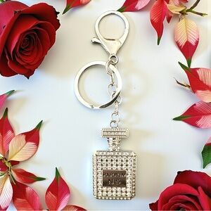 Silver Parfum No. 5 Keychain & Bag Charm New